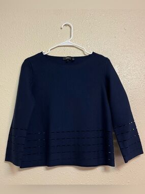 Theory Lazer Cut Detail Long Sleeve Breeze Knit Top